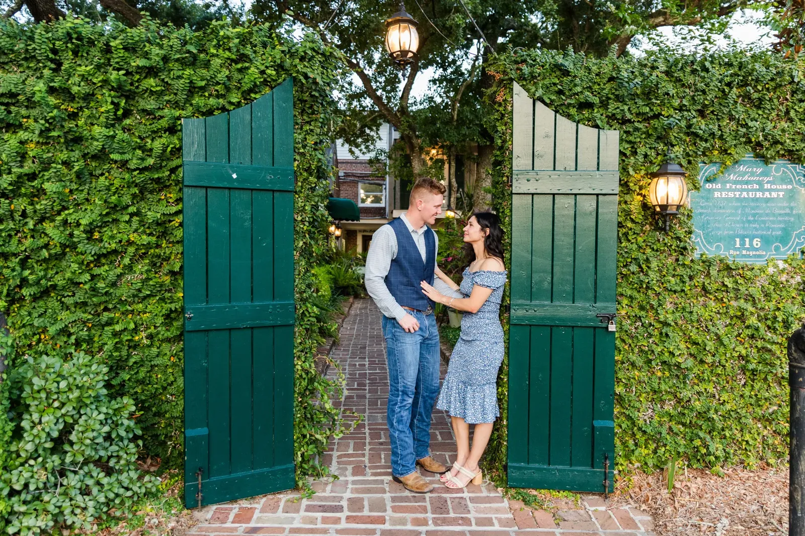 Engagement couple outdoors