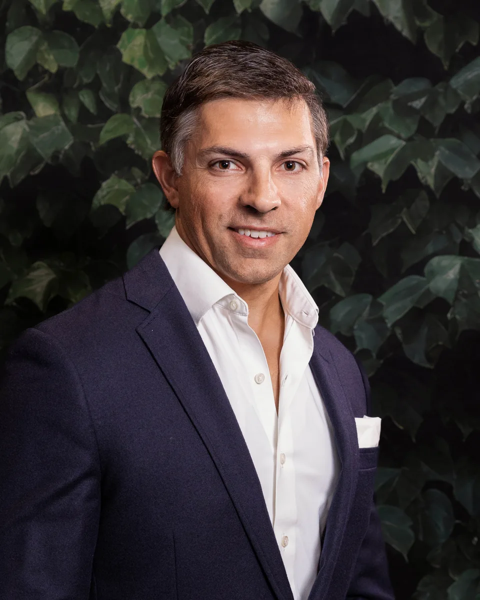 Business headshot with creative composition
