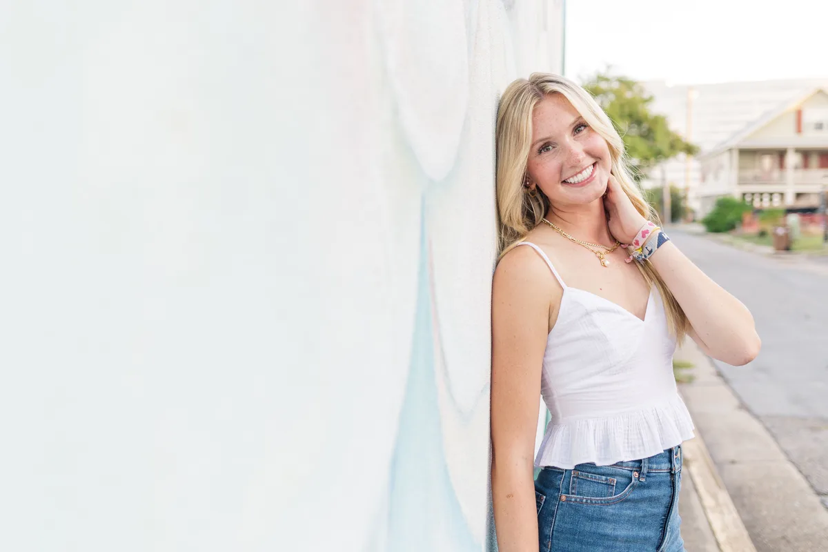 Senior portrait in sunlit location